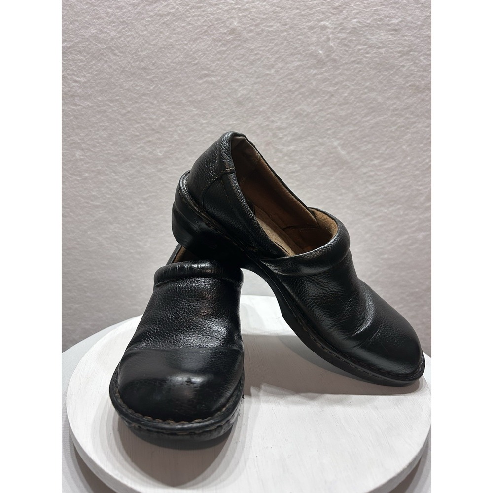 BOC Born Concepts Mule Shoes Slip On Clogs Black Smooth Leather Womens‎ 8.5M